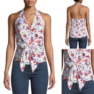 Veronica Beard Vea Floral Tie Front Halter Top Size 12